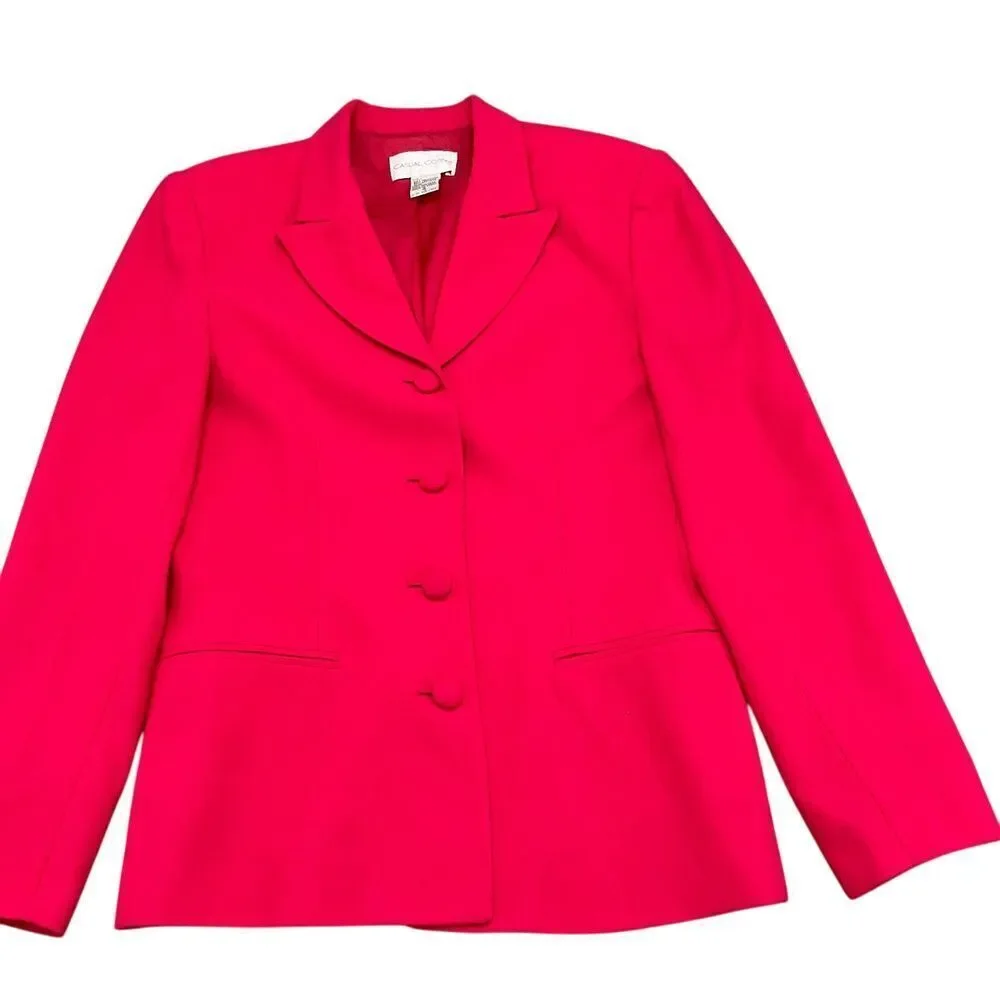 Casual Corner Skirt Suit Women 4/28W‎ Red 2pc Classic Career Party Formal VTG
